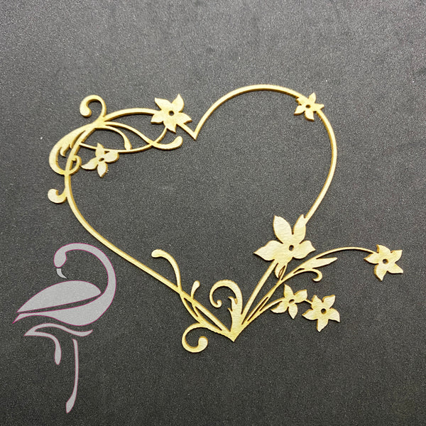 Frame heart with flowers - 104 x 85mm - cardboard 1.5mm thick