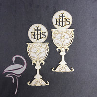 Holy Communion chalice with host and grapes - set of 2