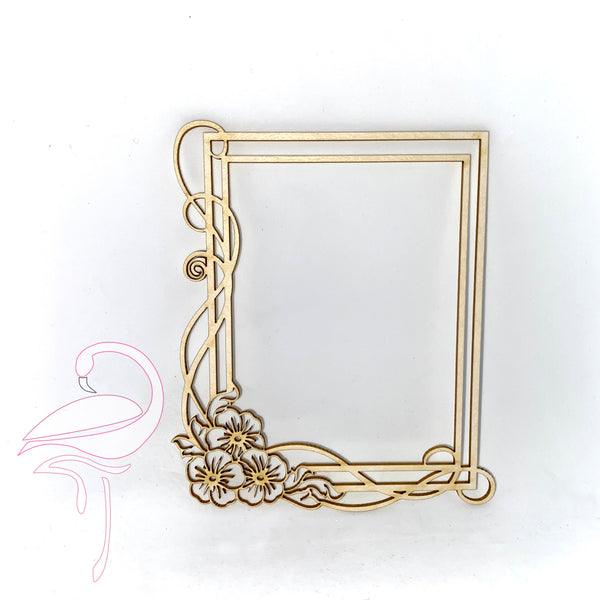 Frame with flowers - 98 x 75mm - white cardboard 1.5mm thick