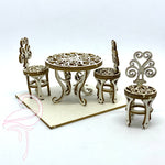 3D Set of Table & 3 Chairs - 65 x 58 x 42mm