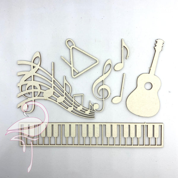 Set of 8 musical elements - cardboard 1.5mm thick