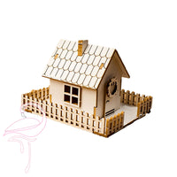 3D House with fence - 58 x 70 x 50mm - 1.5mm cardboard