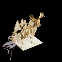 3D Reindeer in the woods - 60 x 65 x 82mm - Cardboard 1.5mm