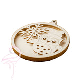 Four layered Shaker Christmas bauble with owl  - 70 x 70 mm