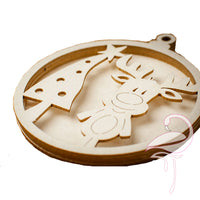 Four layered Shaker Christmas bauble with reindeer  - 70 x 70 mm