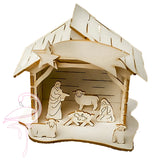 3D Nativity Crib - 80 x 70 x 70mm - Cardboard 1.5mm thick