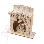 3D Fireplace with Christmas stockings - 85 x 35 x 90mm