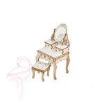 3D Dressing Table & Stool Mini - 45 x 40 x 80 mm