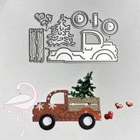 Die - Lorry / Pick-up truck with Christmas tree and hearts