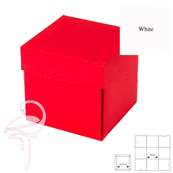 Exploding Box White 10cm with pockets - 250gsm