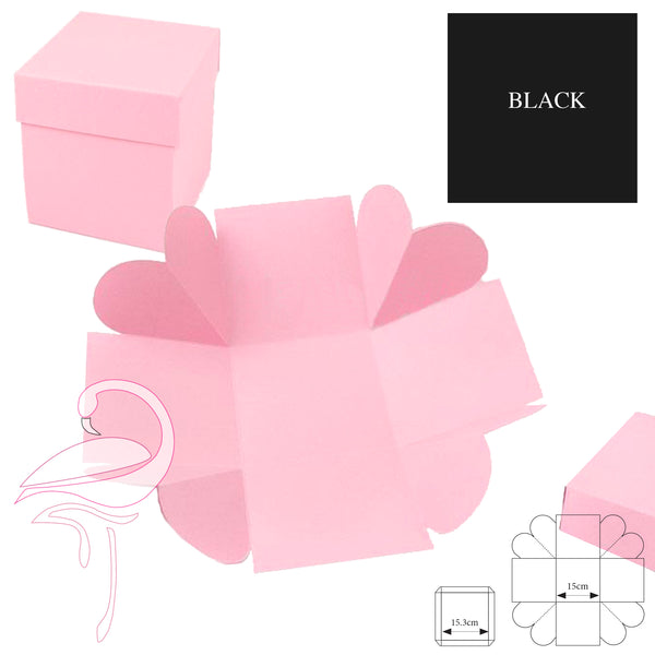Exploding Box Black 15cm - Heart - 250gsm