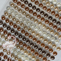 Self-Adhesive Hues of Brown imitation pearl - 6mm x 504pcs