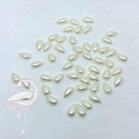 Drop Shaped Imitation Pearls Flatback Resin Ivory 6 x 10m