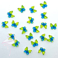 Acrylic Flatback Butterflies - 10 mm x 10mm - Yellow & Blue