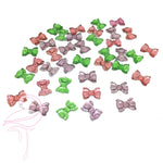 Resin Cabuchon - Bow (Mixed pink, lilac & green) x 48pcs - Flamingo Craft