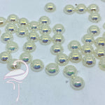 Resin Flatback pearlescent ivory imitation pearls 6mm x 50pcs