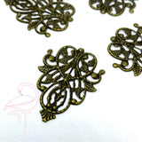 3 sets of 4 Floral Metal Decorations - Antiqued Brass Finish