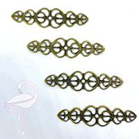 Floral Metal Decorations - Antiqued Brass Finish x 4 - 53 x 14