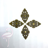 Floral Metal Decorations - Antiqued Brass Finish x 4 - 52 x 30