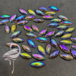 Pearlescent Acryllic Flatback Rhinestones Horse Eye Shape - Bl