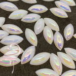 Pearlescent Acryllic Flatback Rhinestones Horse Eye Shape - Wh