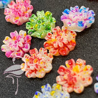 Resin flatback flowers mixed colours 9.5mm - 50 pcs