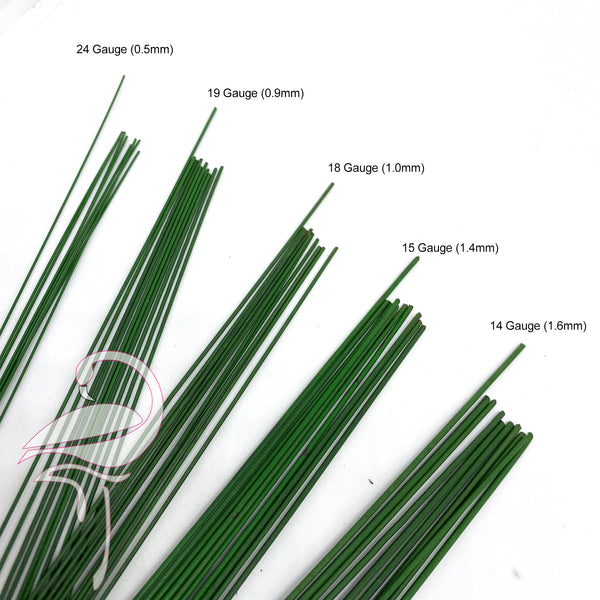 Florist Wire - Plastic Covered 14 Gauge (1.6mm) Green