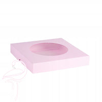 Square box pink with window - 150 x 150 x 25mm - 300gsm