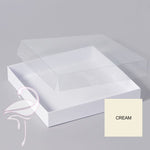 Square box cream with transparent lid - 150 x 150 x 25mm