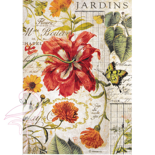Stamperia Rice Paper A4 - "Jardins"