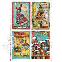 Stamperia Rice Paper A4 - "Patchwork Postcards"