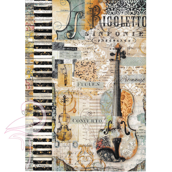 Stamperia Rice Paper A4 - "Music Violin"