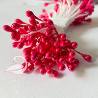 Stamens Pearl Cherise 3mm Double Headed - pack of 100