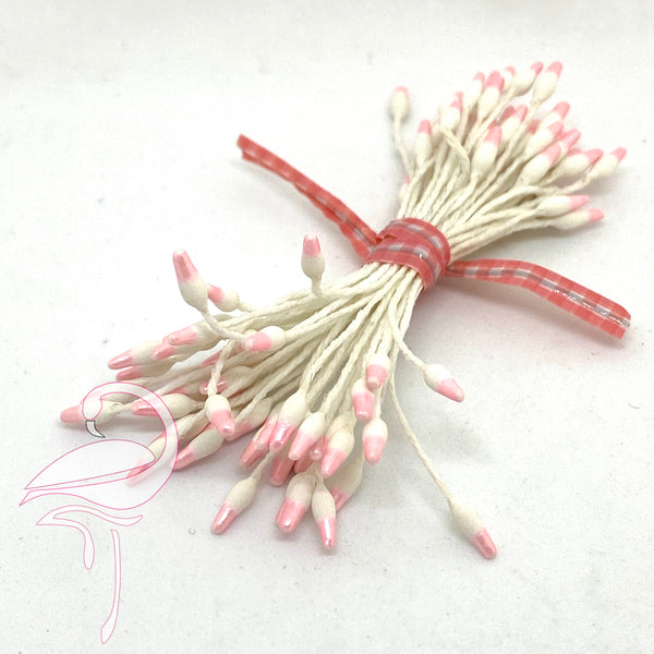Stamens White with Pink 3mm Pack of 50 pcs