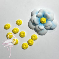 Soft resin flower centre 15mm diameter yellow x 10 pieces