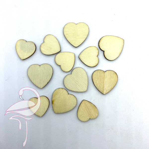 Wooden Love Hearts 2 Sizes x 12pcs