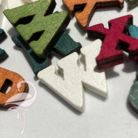 Wooden Letters Coloured - 15mm high x 3 mm thick x 50 pieces