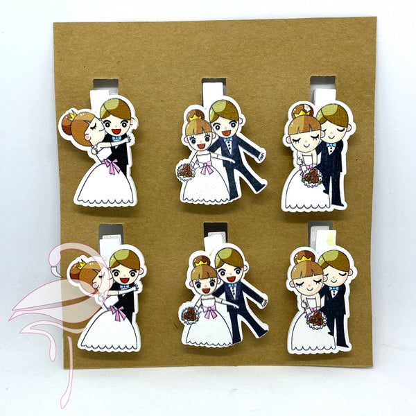 Pegs with Bride & Groom - 2 x 3 different designs