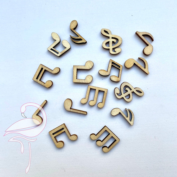Wooden Musical Notes - 14 x 15mm x 15 pieces