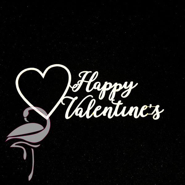 Happy Valentine's - 90 x 38mm - white cardboard 1.5mm - Flamingo Craft