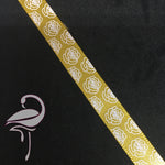 Ribbon Satin - Yellow Gold Roses - 10mm x 2m