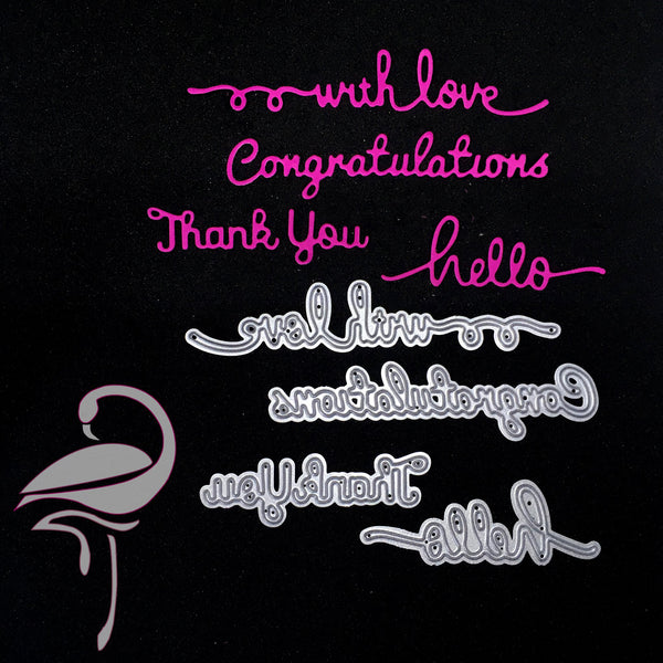 Die - Thank you/Congratulations/With Love/Hello - 65 - 105mm - Flamingo Craft