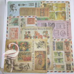 8pcs Vintage Stamp & Postcard Stickers