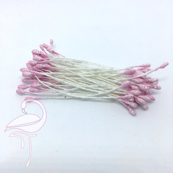 Stamens Glitter Pale Pink 3mm - Pack of 100 pieces