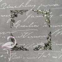Corners Decorative - Metal Silver - 41 x 41mm x 4 pcs - Flamingo Craft
